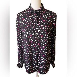 Anne Klein Geometric Black, Pink, Gray Blouse Size XS Office